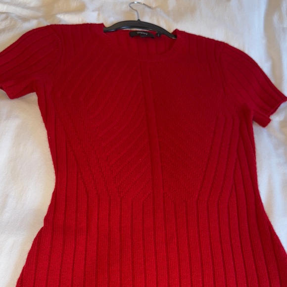 Theory Red Ribbed Mini Dress - Picture 3 of 4